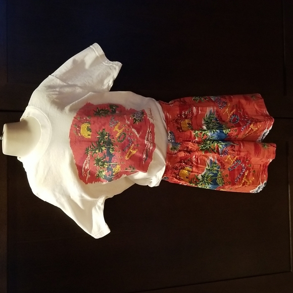 Toddler Aloha Wear Hawaiian Print Tshirt over matching shorts Size M (10-12) - Picture 5 of 12